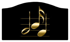 DASHELL-382-GD-BK Gold Music Notes Black Blackground